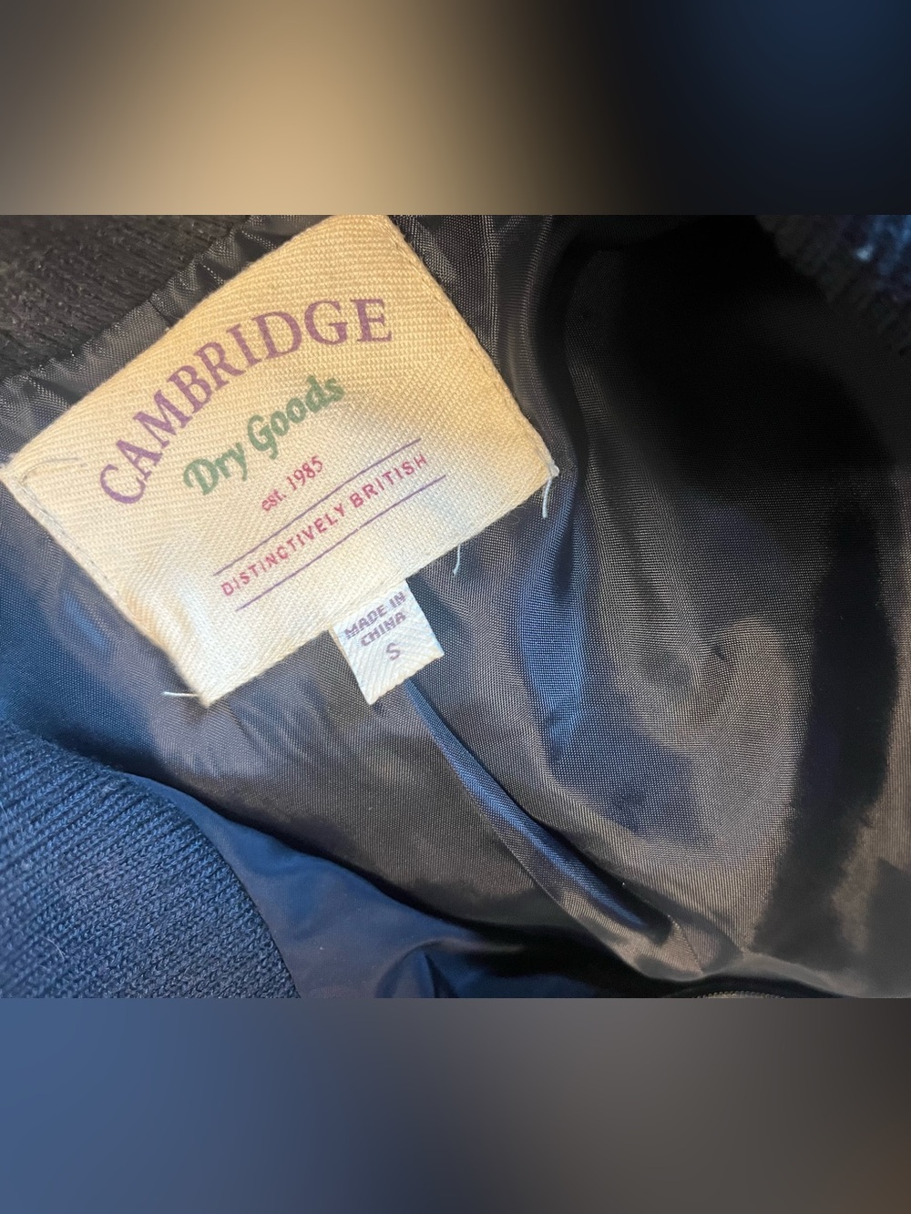 Cambridge Dry Goods Navy Quilted Vest with Gold Trim - Picture 3 of 3